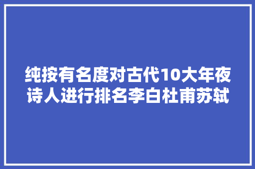 纯按有名度对古代10大年夜诗人进行排名李白杜甫苏轼未进入前二