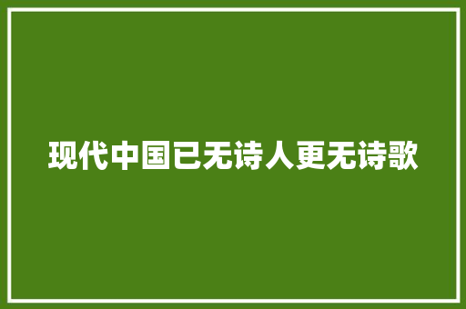 现代中国已无诗人更无诗歌