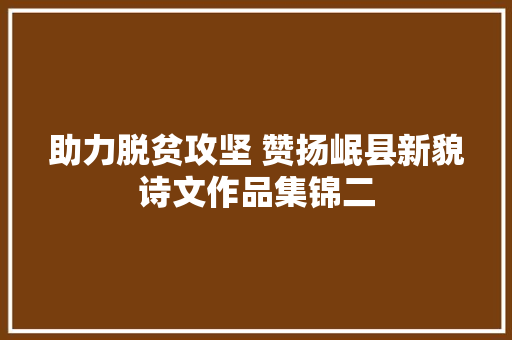 助力脱贫攻坚 赞扬岷县新貌诗文作品集锦二
