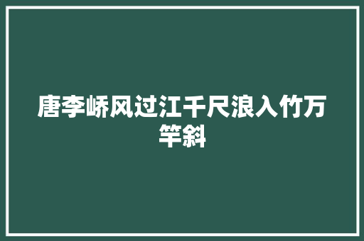 唐李峤风过江千尺浪入竹万竿斜