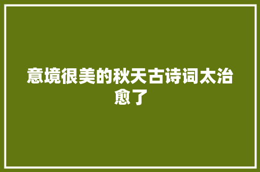 意境很美的秋天古诗词太治愈了