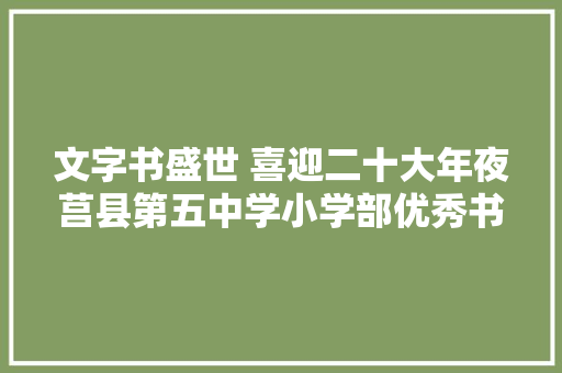 文字书盛世 喜迎二十大年夜莒县第五中学小学部优秀书法作品展