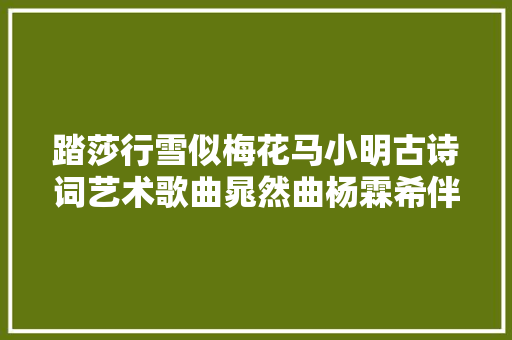 踏莎行雪似梅花马小明古诗词艺术歌曲晁然曲杨霖希伴奏