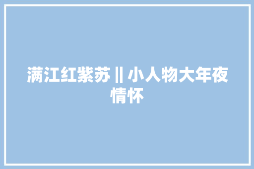 满江红紫苏‖小人物大年夜情怀