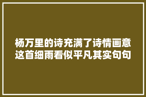 杨万里的诗充满了诗情画意这首细雨看似平凡其实句句惊艳