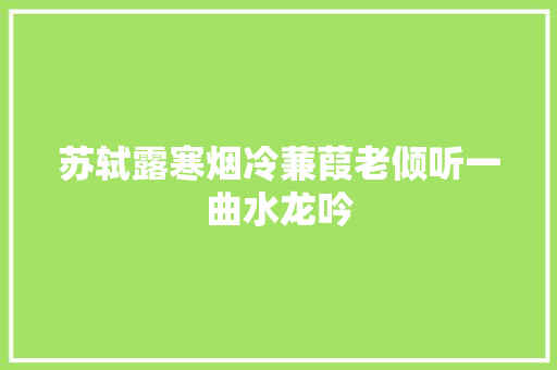 苏轼露寒烟冷蒹葭老倾听一曲水龙吟