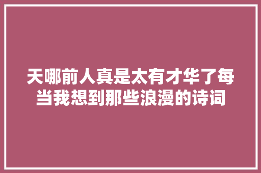 天哪前人真是太有才华了每当我想到那些浪漫的诗词