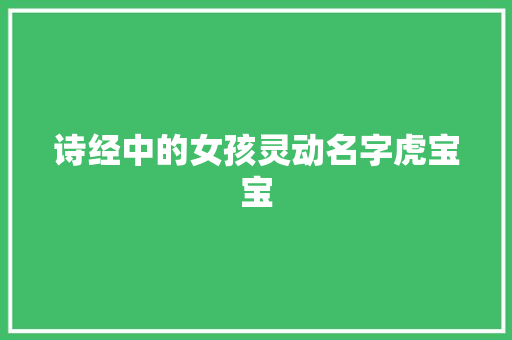 诗经中的女孩灵动名字虎宝宝
