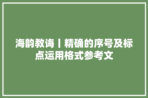 海韵教诲丨精确的序号及标点运用格式参考文