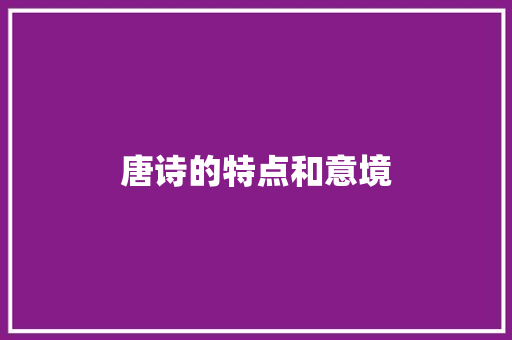 唐诗的特点和意境