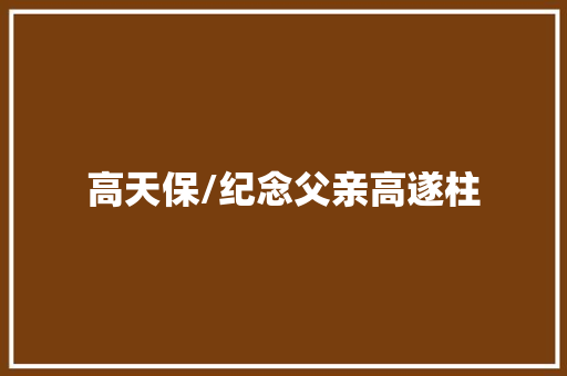 高天保/纪念父亲高遂柱