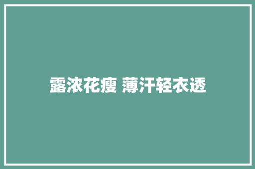露浓花瘦 薄汗轻衣透