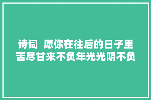 诗词  愿你在往后的日子里苦尽甘来不负年光光阴不负卿