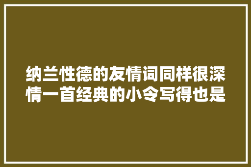 纳兰性德的友情词同样很深情一首经典的小令写得也是情谊绵绵