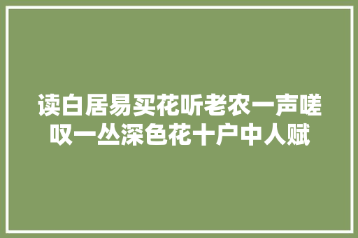 读白居易买花听老农一声嗟叹一丛深色花十户中人赋