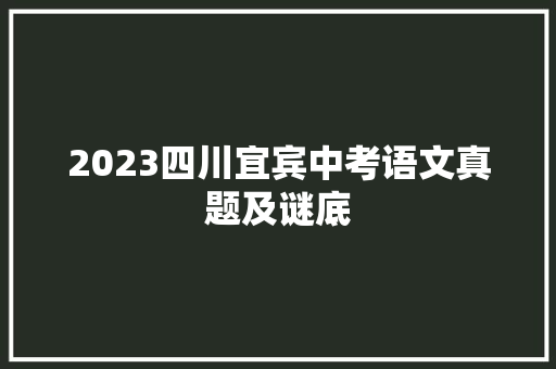 2023四川宜宾中考语文真题及谜底