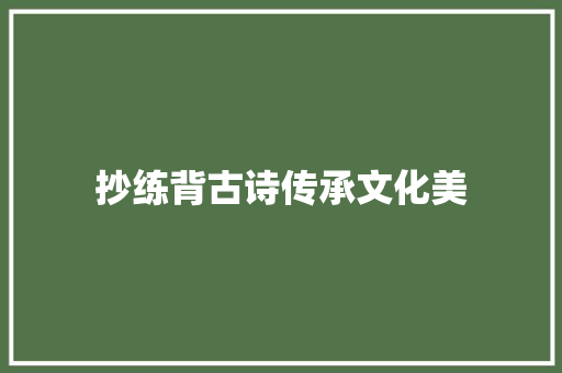 抄练背古诗传承文化美