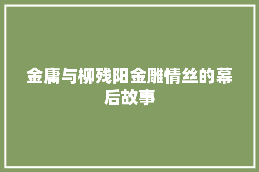 金庸与柳残阳金雕情丝的幕后故事