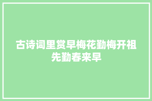 古诗词里赏早梅花勤梅开祖先勤春来早
