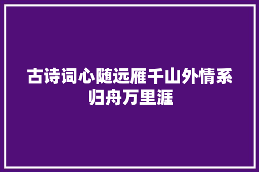 古诗词心随远雁千山外情系归舟万里涯