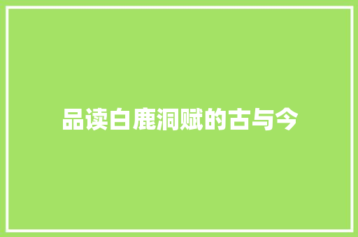品读白鹿洞赋的古与今 品读白鹿洞赋的古与今