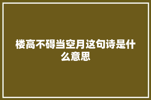 楼高不碍当空月这句诗是什么意思