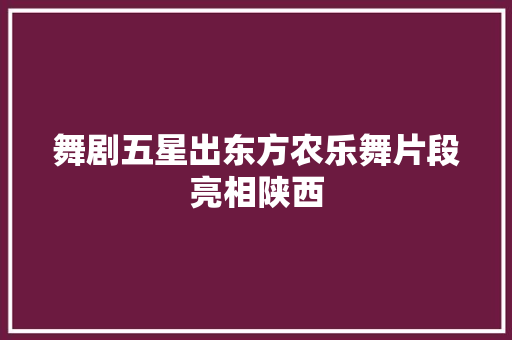 舞剧五星出东方农乐舞片段亮相陕西