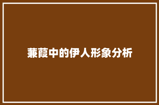 蒹葭中的伊人形象分析