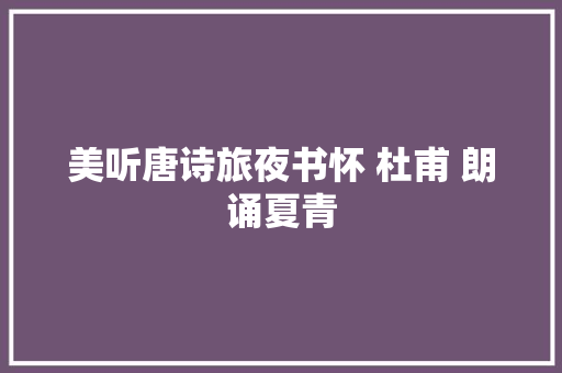 美听唐诗旅夜书怀 杜甫 朗诵夏青