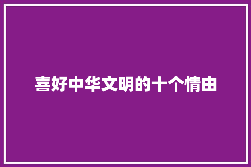 喜好中华文明的十个情由