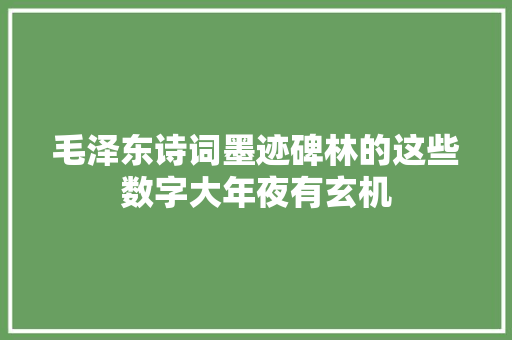 毛泽东诗词墨迹碑林的这些数字大年夜有玄机