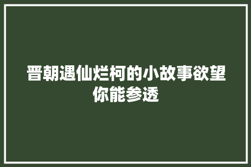 晋朝遇仙烂柯的小故事欲望你能参透