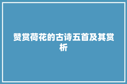 赞赏荷花的古诗五首及其赏析