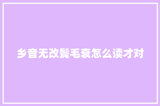乡音无改鬓毛衰怎么读才对