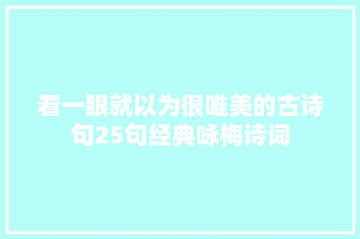 看一眼就以为很唯美的古诗句25句经典咏梅诗词 看一眼就以为很唯美的古诗句25句经典咏梅诗词