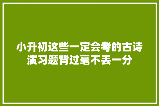 小升初这些一定会考的古诗演习题背过毫不丢一分