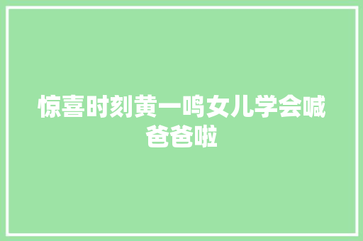 惊喜时刻黄一鸣女儿学会喊爸爸啦 惊喜时刻黄一鸣女儿学会喊爸爸啦