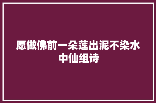 愿做佛前一朵莲出泥不染水中仙组诗