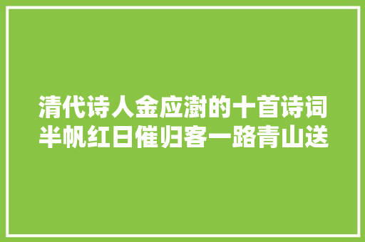 清代诗人金应澍的十首诗词半帆红日催归客一路青山送到家。 清代诗人金应澍的十首诗词半帆红日催归客一路青山送到家。