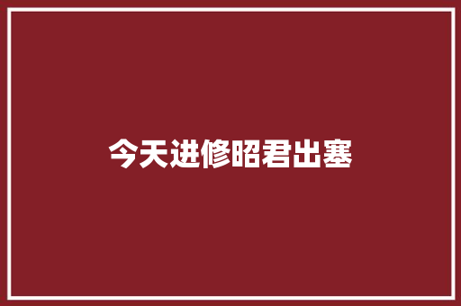 今天进修昭君出塞 今天进修昭君出塞