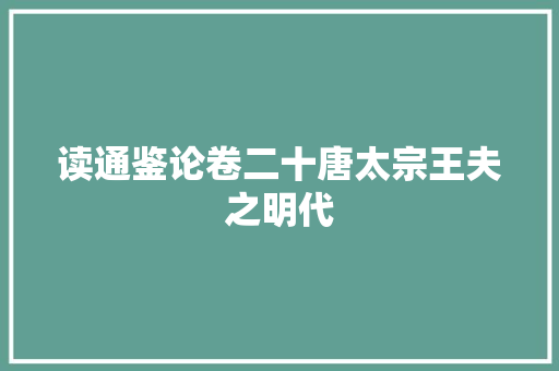 读通鉴论卷二十唐太宗王夫之明代