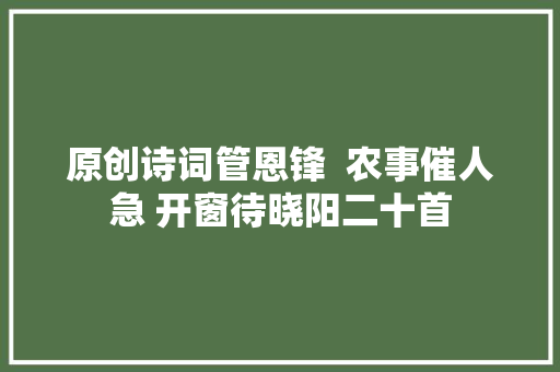 原创诗词管恩锋  农事催人急 开窗待晓阳二十首