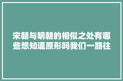 宋朝与明朝的相似之处有哪些想知道原形吗我们一路往下读