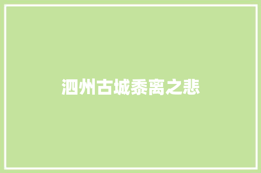 泗州古城黍离之悲
