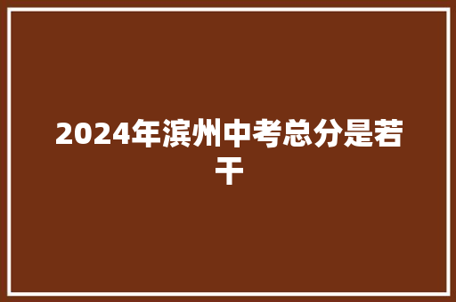 2024年滨州中考总分是若干
