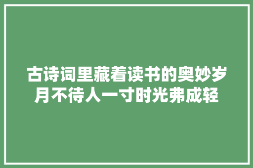 古诗词里藏着读书的奥妙岁月不待人一寸时光弗成轻