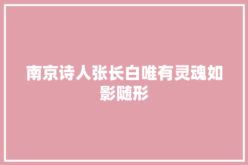 南京诗人张长白唯有灵魂如影随形 南京诗人张长白唯有灵魂如影随形