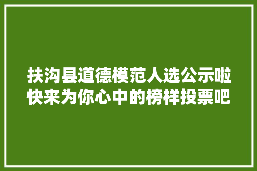 扶沟县道德模范人选公示啦快来为你心中的榜样投票吧