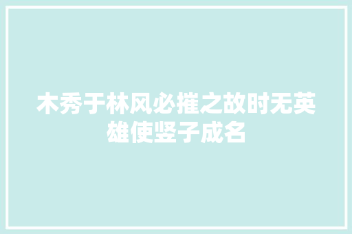 木秀于林风必摧之故时无英雄使竖子成名