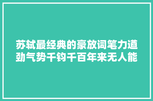 苏轼最经典的豪放词笔力遒劲气势千钧千百年来无人能出其右 苏轼最经典的豪放词笔力遒劲气势千钧千百年来无人能出其右